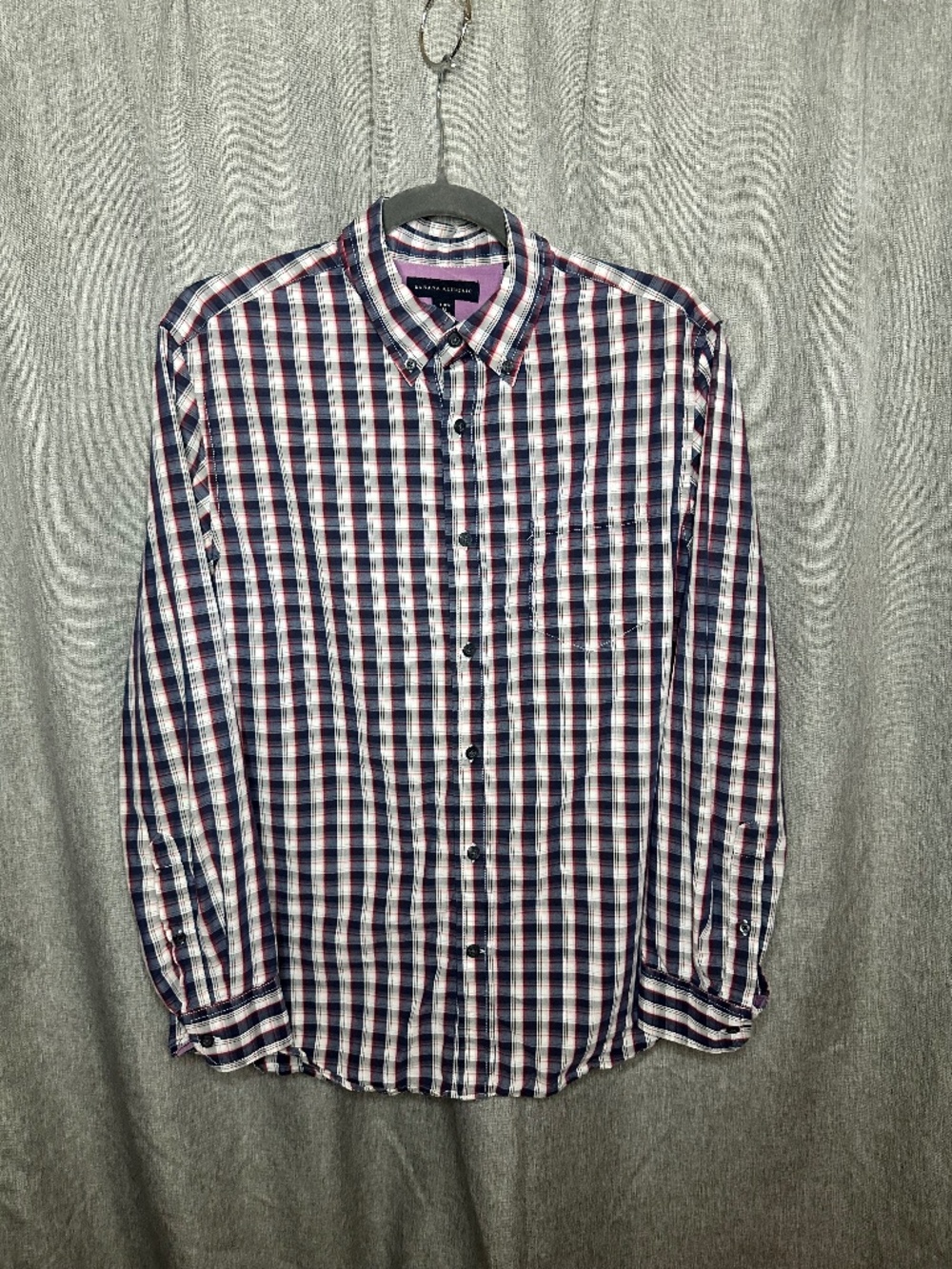 Banana Republic Men's Plaid Button Down Shirt Navy Red White Size Medium
